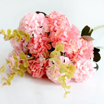 10 Kafaları Yapay İpek Ortanca Sahte buket çiçekler Demet Parti Ev Ofis Dekor Düğün Masa Dekorasyon yılbaşı dekoru