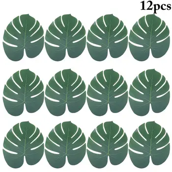 12 adet Yapay Yaprak Tropikal palmiye yaprakları Simülasyon Yaprak Luau Tema Parti Süslemeleri DIY ev bahçe dekorasyonu