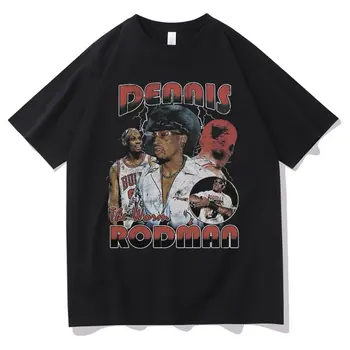 Abd Basketbol Erkek Dennis Rodman Grafik Baskı T-shirt Solucan Tshirt Erkek Kadın Moda Hip Hop Gevşek T Shirt Adam Streetwear