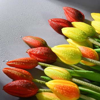 Avrupa Tarzı Lale Tasarım Bonsai yapay çiçek Sarı Pembe Kırmızı Yeşil Renk Sahte buket çiçekler Dekor Ev Oturma Odası İçin