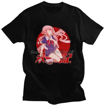 Kawaii Yuno Gasai Anime T Shirt Erkek Saf Pamuk Tee Manga Gelecek Günlüğü Mirai Nikki Tişörtleri Kısa Kollu Kentsel T-shirt Giyim