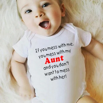 Sen Karışıklık Teyzem Yenidoğan Bebek Bodysuit Komik Pamuk Kısa Kollu Erkek Bebek Kız Tulum Vücut Bebek Bebek Tulum Giysileri