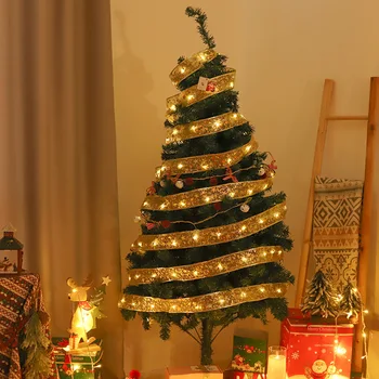 Şerit peri ışık noel dekorasyon noel ağacı süsler ev yaylar dize ışıkları yeni yıl